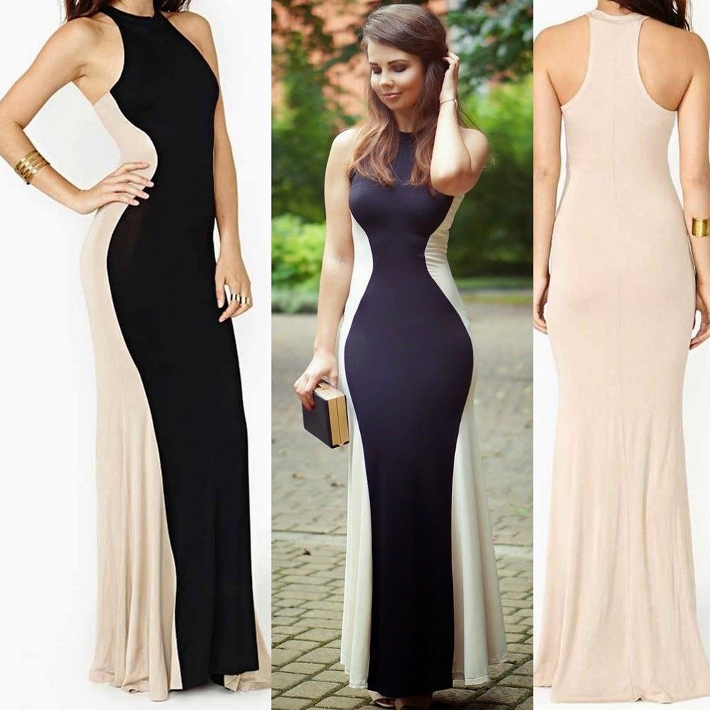 Sexy Women Sleeveless Long Formal Ball Cocktail Prom Party Dress Evening Gown